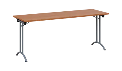 SLA 180 lak skládací jednací stůl 1800x600, deska 25 mm, podnož stříbrný lak, deska olše jantar